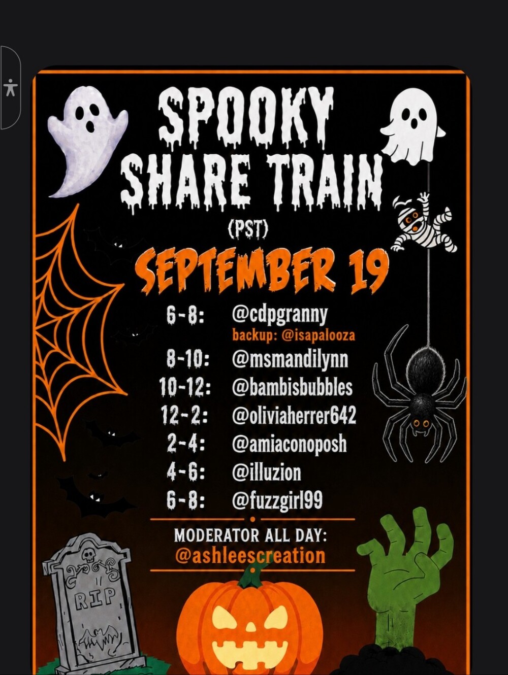 Spooky Share Train Halloween Poster - Orange & Black